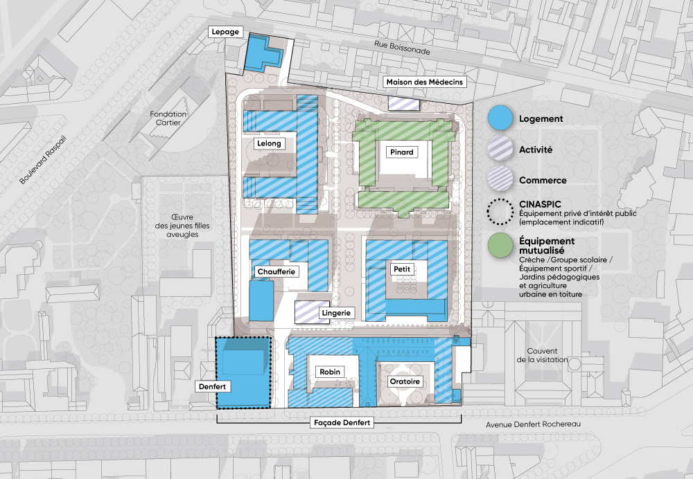 Projet urbain Saint-Vincent-de-Paul, Paris : plan du programme