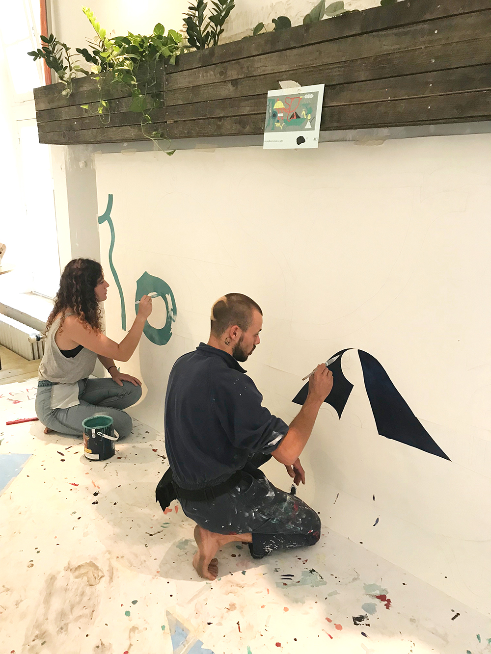 Projet urbain de Saint-Vincent-de-Paul, Paris : réalisation de la fresque de Jean Codo, dans le restaurant de l'Oratoire