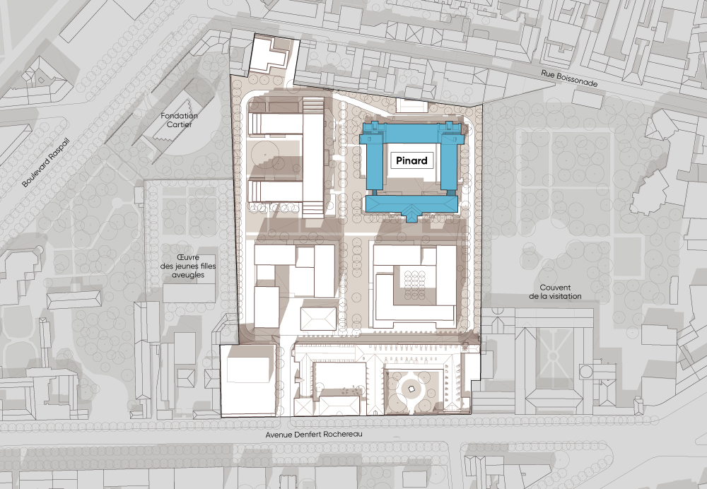 Projet Saint-Vincent-de-Paul, Paris, localisation de l'équipement mutualisé Pinard